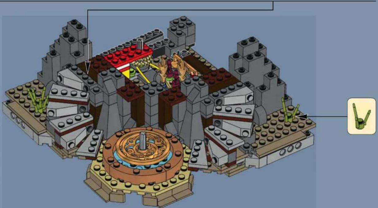 3D architectural model of a complex building complex with multiple towers, central fountain, and decorative elements (no text or symbols visible)
