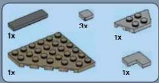 Illustration of various LEGO-shaped blocks with labeled dimensions (1x, 3x, 1x) and a triangular base structure (no text or symbols beyond labels)