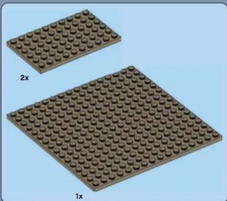 Two LEGO brick plates with rounded tops, one labeled 2x and the other 1x (no text or symbols on the plates themselves)