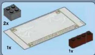 Diagram showing a rectangular object with two 1x side views and a brick structure, no text or symbols present.