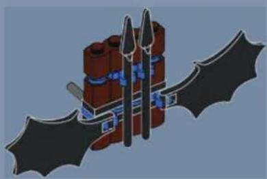 Illustration of a mechanical or architectural component with two large batters and layered structures (no text or symbols)