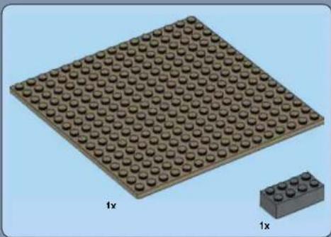 Illustration of a LEGO base with 1x side view, showing its regular grid pattern and a separate 1x block (no text or symbols)