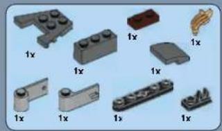 Collection of 3D LEGO mechanical components with no visible text or symbols