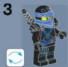 Lego figure with blue mask and dynamic pose, no text or symbols present