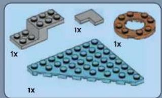 Illustration of various LEGO-shaped blocks including a triangular base, brick wall, and ring (no text or symbols)