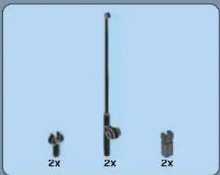 Three small mechanical components labeled '2x' on a plain background (no text or symbols on the objects themselves)