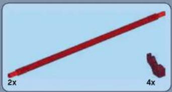 Red rod with two separate 3D-rendered fragments on a light blue background (no text or symbols)