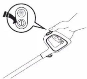 Diagram showing a hand using a blood glucose meter to interact with a device, with a speech bubble indicating the function.