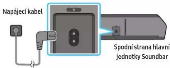 Napájecí kabel Spodní strana hlavní jednotky Soundbar