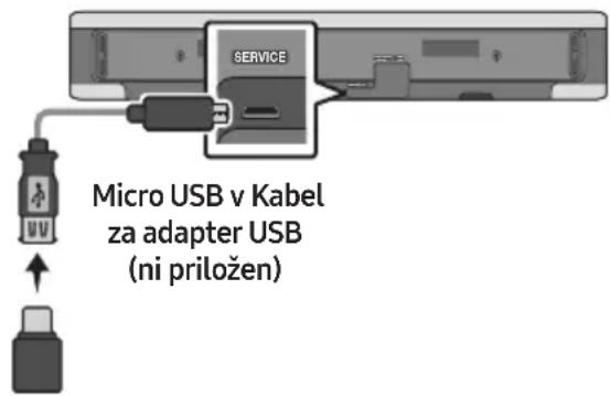 SERVICE Micro USB v Kabel za adapter USB (ni priložen)