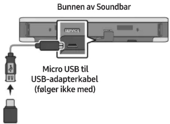 Bunnen av Soundbar SERVICE Micro USB til USB-adapterkabel (følger ikke med)