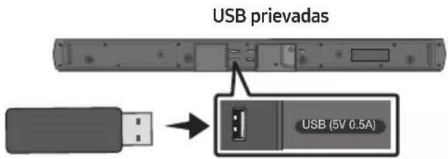 USB prievadas USB (5V 0.5A)