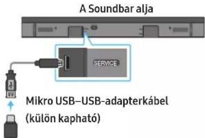 A Soundbar alja SERVICE Mikro USB-USB-adapterkábel (külön kapható)