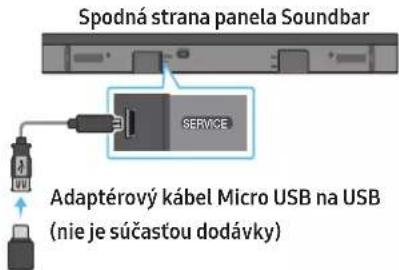 Spodná strana panela Soundbar SERVICE Adaptérový kábel Micro USB na USB (nie je súčastou dodávky)