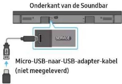 Onderkant van de Soundbar SERVICE Micro-USB-naar-USB-adapter-kabel (niet meegeleverd)