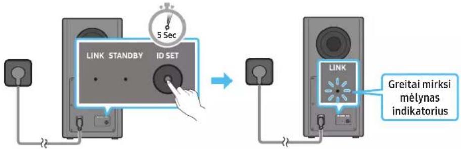 5 Sec LINK STANDBY ID SET LINK Greitai mirksi mėlynas indikatorius