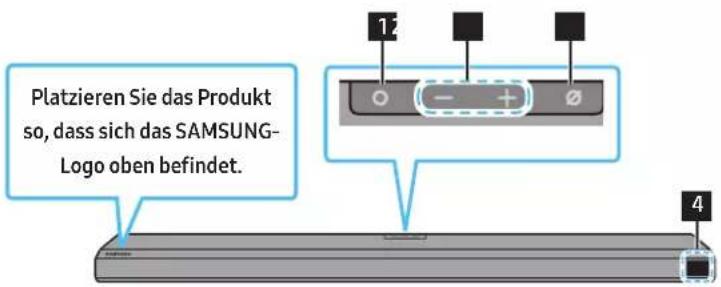 Platzieren Sie das Produkt so, dass sich das SAMSUNG- Logo oben befindet.
