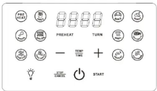 PRE HEAT PREHEAT TURN - TEMP TIME + STOP CANCEL START