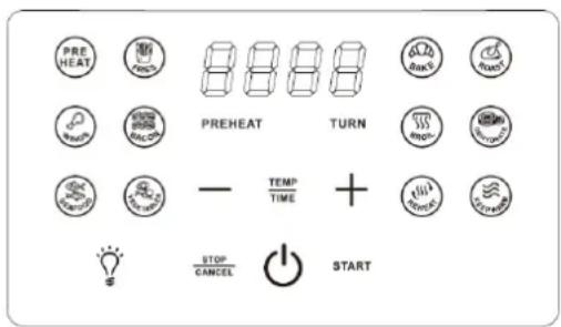 PRE HEAT PREHEAT TURN - TEMP TIME + STOP CANCEL START