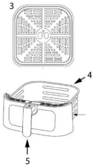 Technical diagram showing a device with labeled components and a separate view of its internal structure.