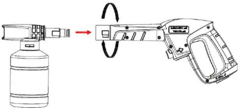 Technical diagram showing a gas pump connected to a motor with rotation arrows indicating motion or operation.