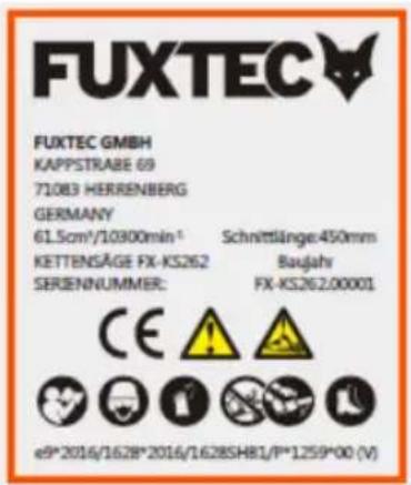 Fuxtec FX-KS262 - Warning notices sign - 1