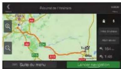 Résumé de l'iténeins Paris A1 E54 A6 E15 A8 Trig dais T-48 Suite du menu Lancier navigation