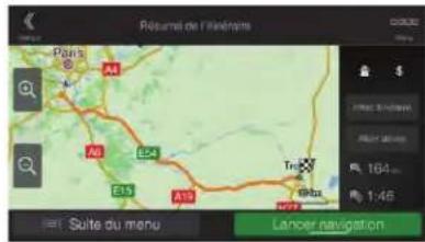 Pésumé de l'Éléments Paris E1 E24 E15 E23 Trés M07 Suite du menu Lancer navigation