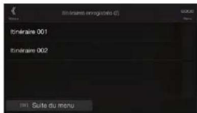 Itin écarté enregistrés (C) Itinéraire 001 Itinéraire 002 191 - Suite du menu