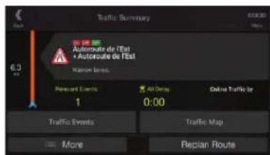 Traffic Summary 6.3 AutoRoute de l'Est • AutoRoute de l'Est Kamore Ives. Passwd Events 1 0:00 All Delay Online Traffic in Traffic Events Traffic Map More Replan Route