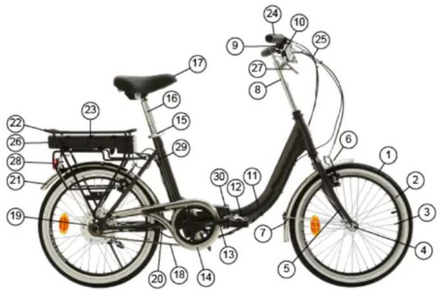 DENVER E-1000 - Structure du vélo à assistance électrique - 1