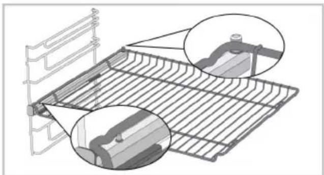BEKO BBIM173001BE - Proper placement of the wire grill and tray on the telescopic rails-On models with wire shelves and telescopic models - 1