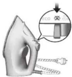 Diagram showing a hair iron with an inset image of a carbon dioxide (CO2) solution, illustrating environmental impact.