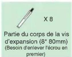 X 8 Partie du corps de la vis d'expansion (8* 80mm) (Besoin d'enlever l'écrou en premier)