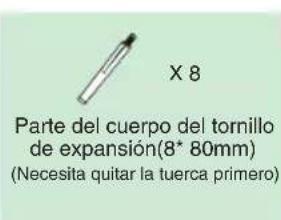 X 8 Parte del cuerpo del tornillo de expansión(8* 80mm) (Necesita quitar la tuerca primero)