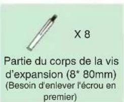 Partie du corps de la vis d'expansion (8* 80mm) (Besoin d'enlever l'écrou en premier)