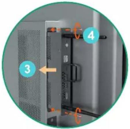 Diagram showing a device panel with labeled components and directional arrows indicating rotation or movement.