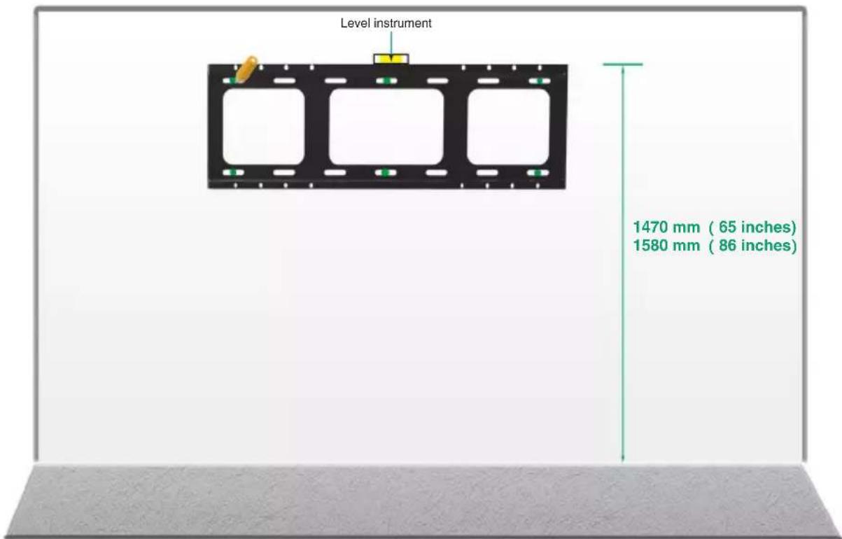 Level instrument 1470 mm ( 65 inches) 1580 mm ( 86 inches)