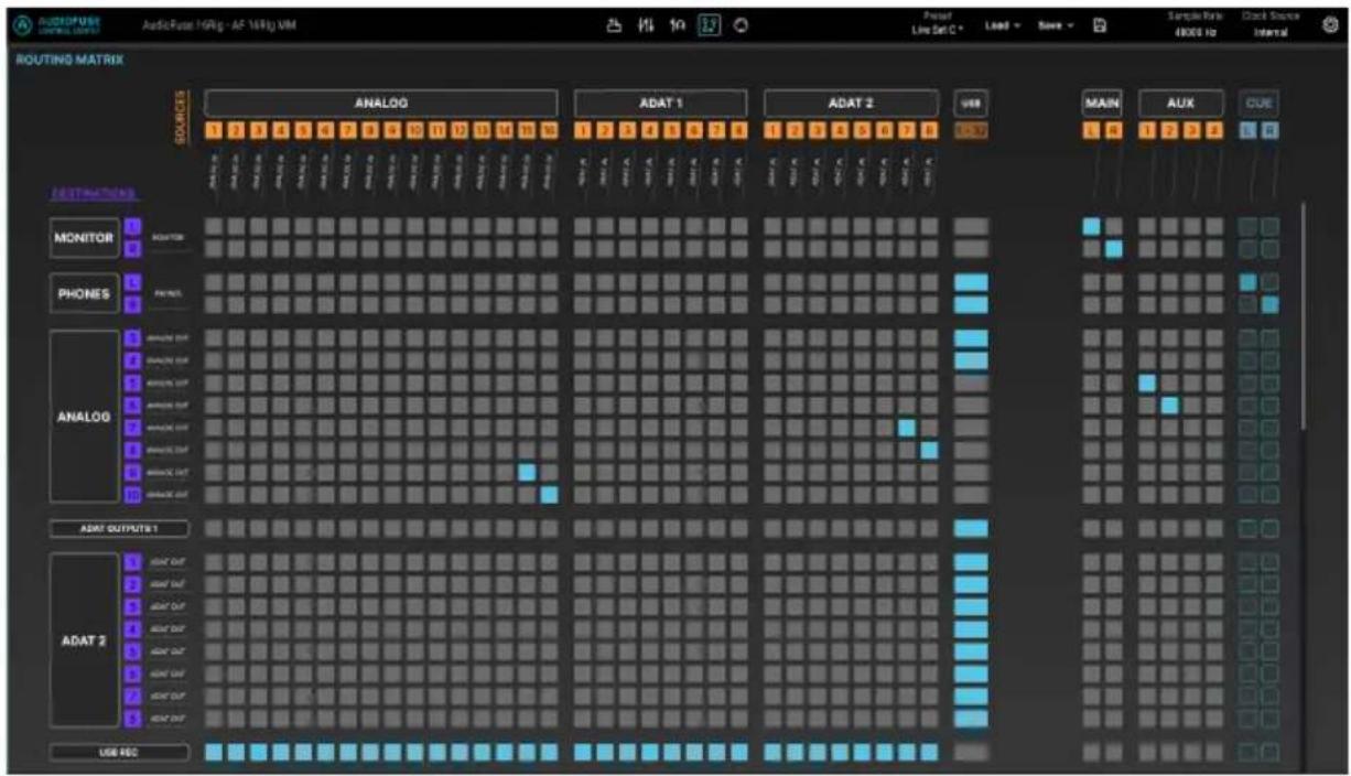 Arturia AudioFuse 16Rig - Écran Routing Matrix - 2