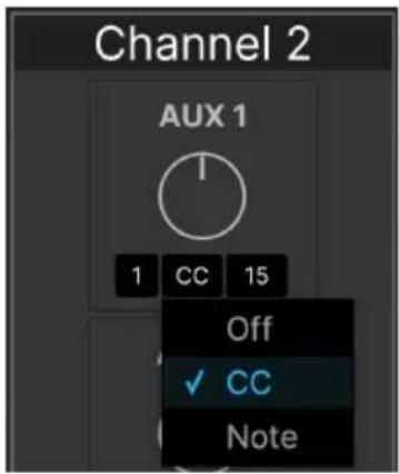 Arturia AudioFuse 16Rig - Définir des messages de contrôle MIDI manuellement - 1