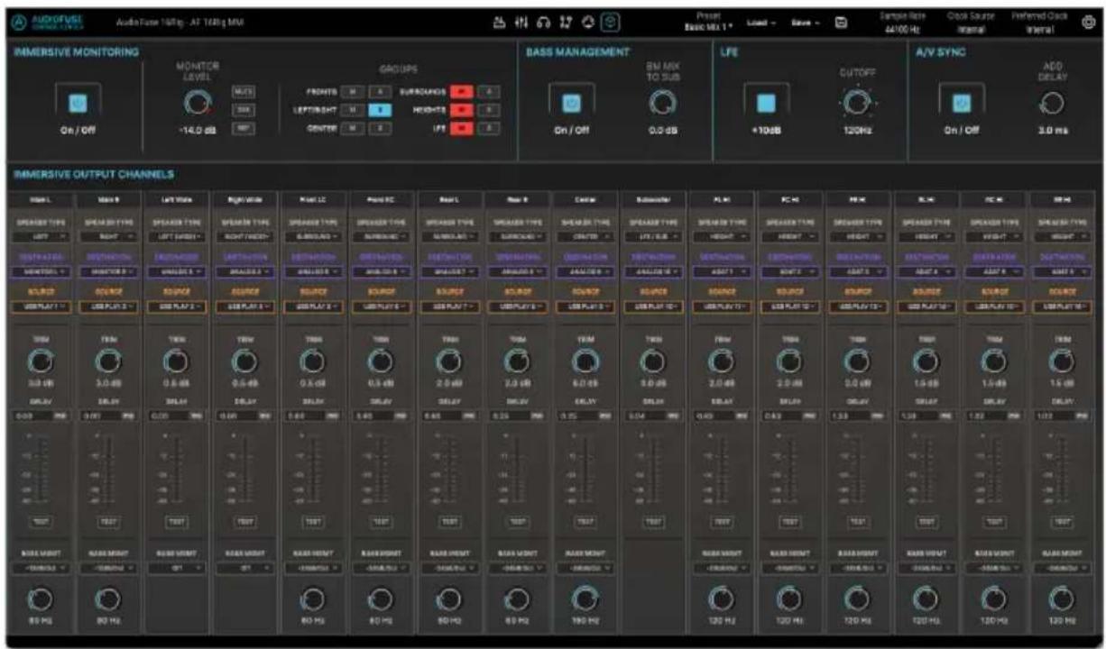 Arturia AudioFuse 16Rig - AudioFuse Control Center : écran Immersive Monitoring - 2