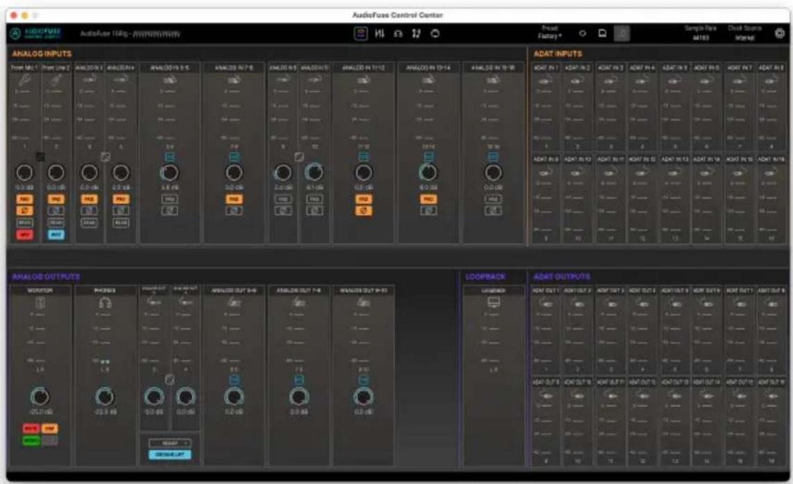 Arturia AudioFuse 16Rig - AUDIOFUSE CONTROL CENTER - 1