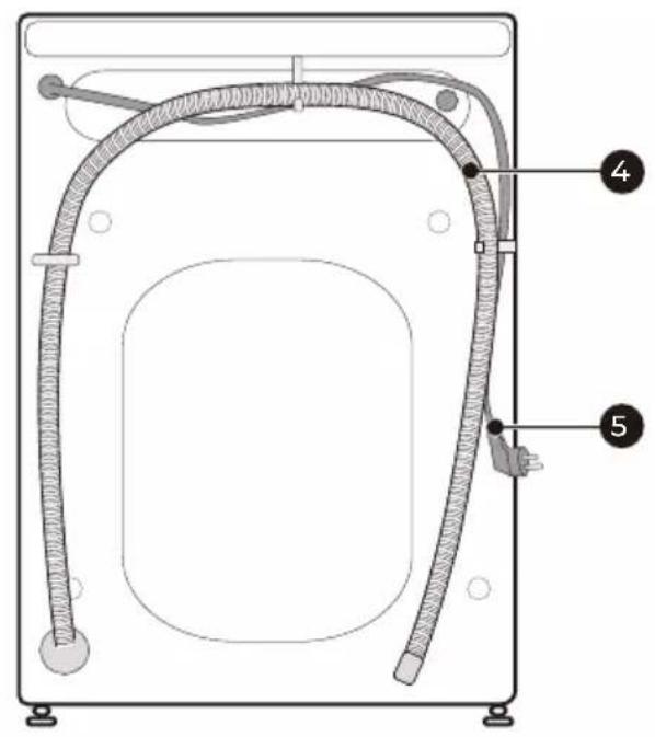 Technical diagram of a device with labeled parts, showing internal tubing and mounting points