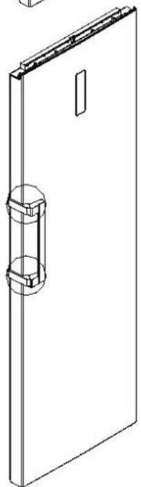 Technical line drawing of a door with a cylindrical lock and side panel (no text or symbols)
