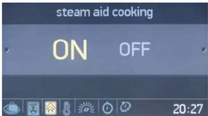steam aid cooking ON OFF 20:27
