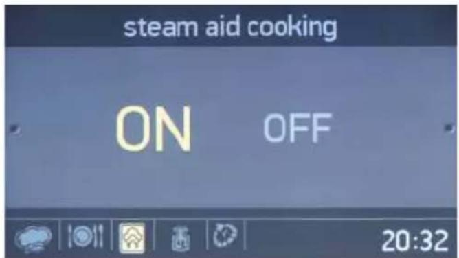 steam aid cooking ON OFF 20:32