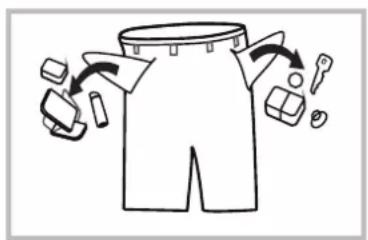 Diagram illustrating a garment pattern with labeled parts and directional arrows indicating movement or processing steps.