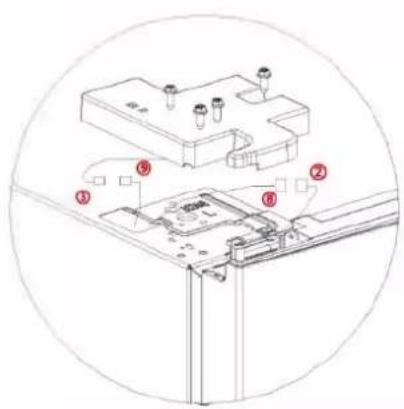 Technical diagram of a mechanical assembly with numbered components, likely a circuit or component layout.