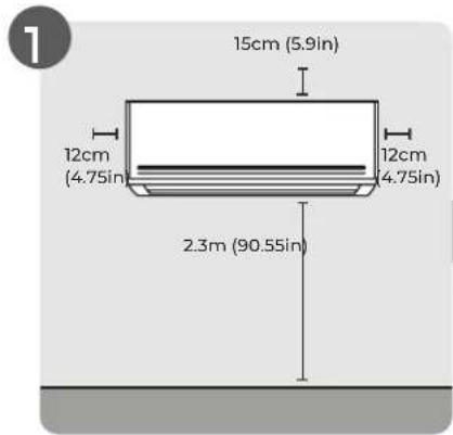 15cm (5.9in) 12cm (4.75in) 12cm (4.75in) 2.3m (90.55in)