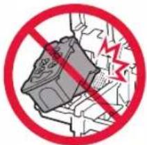 Prohibition sign with a red circle containing a mechanical device and a lightning bolt symbol, indicating no protection or hazard.